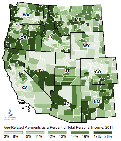 Age-Related Non-Labor Income as Share of Total Personal Income, 2011