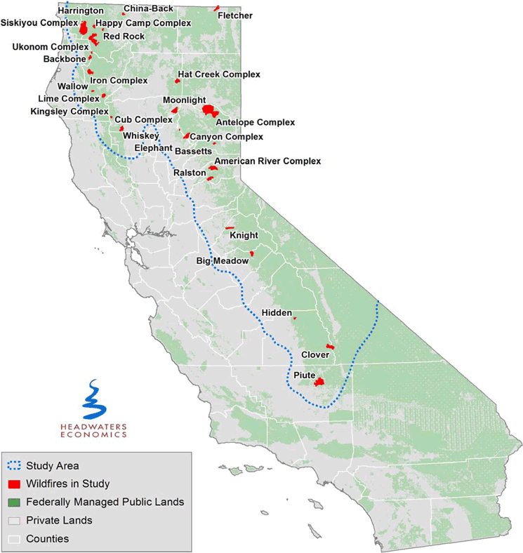 Map of Study Area: Wildfires in the Sierra Nevada