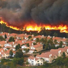 wildfire approaching subdivision