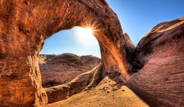 scenic canyon arch and sunshine