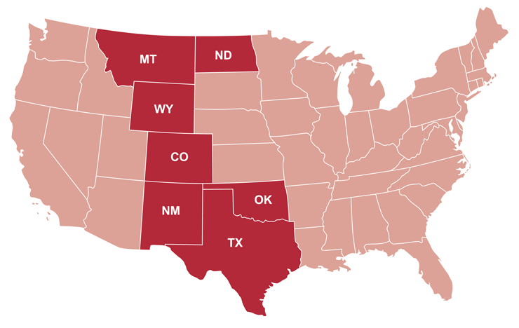 map of states whose energy policies were analyzed