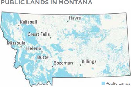 Map of public lands in Montana